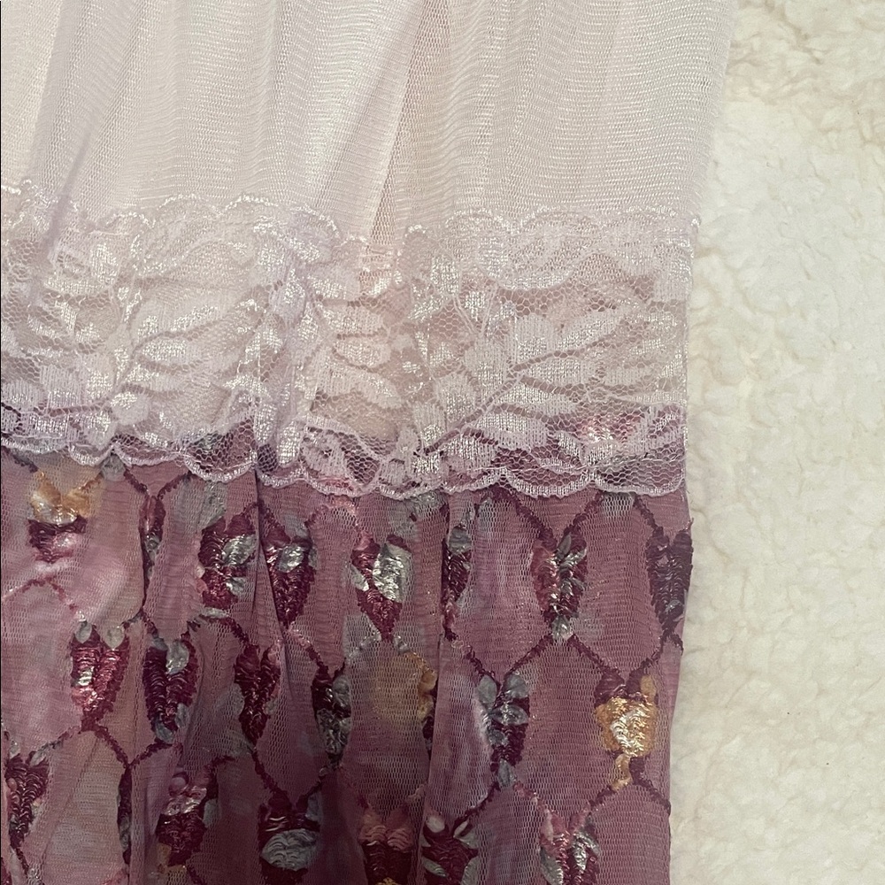 Purple Tulle Maxi Skirt Tiered Lace Trim Fairy Festival Photoshoot Skirt - Picture 8 of 11